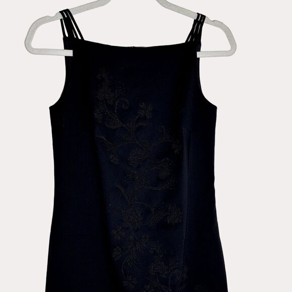 Sangria Petite Beaded Sheath Dress Square Neck Black 4P bv - Picture 2 of 10